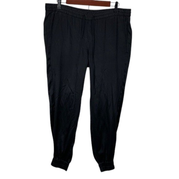 Paige Shani Silk Jogger Pants Women’s Size XS Black Pull On Drawstring Waist - Picture 1 of 13